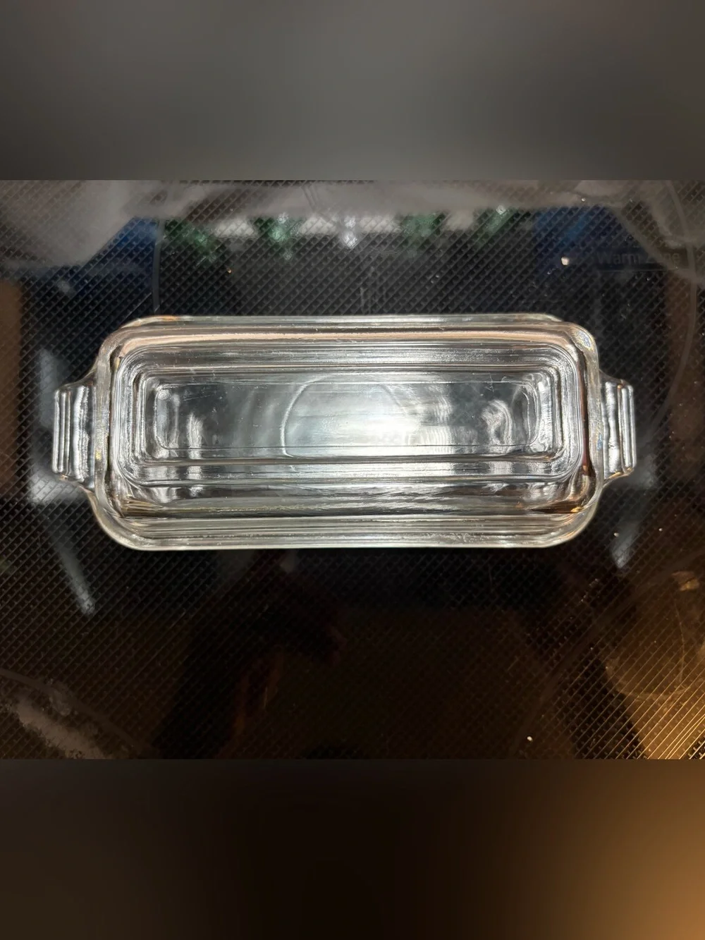Vintage Art Deco Glass Butter Dish EUC